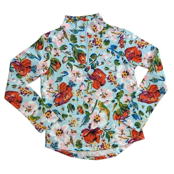Vera Bradley Tops - Vera Bradley French Terry Sea Air Floral Quarter Zip Pullover (Size XS)